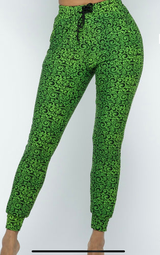 Green print joggers