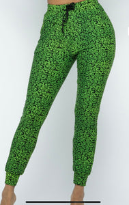 Green print joggers